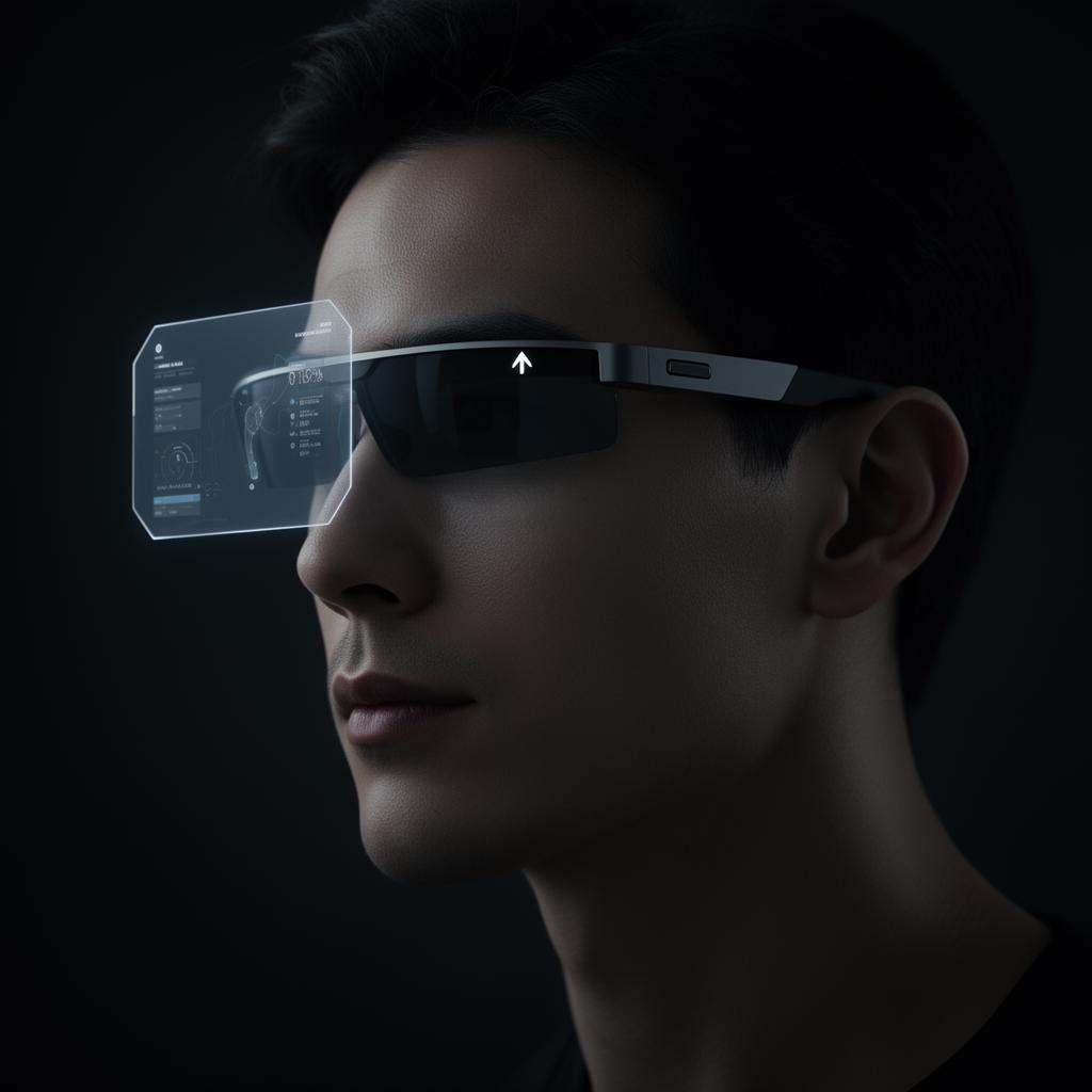 AR smart glasses overlaid with AI-driven dashboard visualizations